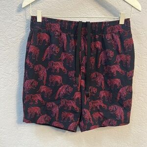 Apt. 9 Men's Athletic Shorts - Black with Red Tiger Print